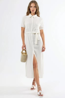 Gepolstertes Midi-Hemdkleid