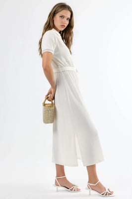 Gepolstertes Midi-Hemdkleid