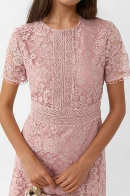 Spitzen A-Linien Midi Kleid