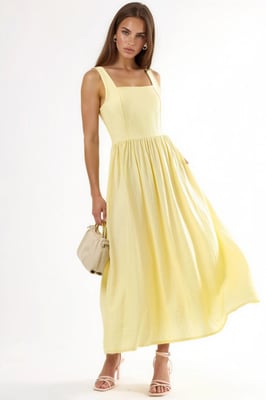 Midi-Kleid mit quadratischem Kragen