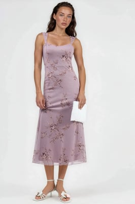 Blumen-Midi-Kleid mit Herzkragen