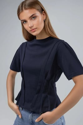 Figurbetontes Rundhals-T-Shirt