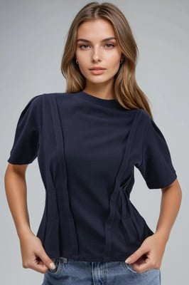 Figurbetontes Rundhals-T-Shirt