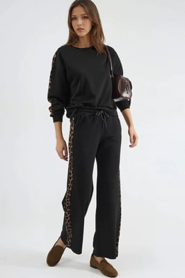 Leopard-Print Hochbund Zwei-teiliges Coord Set