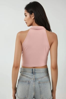 Drapierter Cowl-Neck ärmelloser Crop-Top