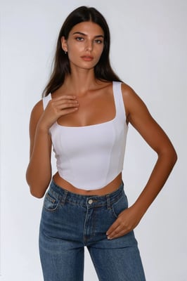 Eckiger Ausschnitt Enges Crop-Top