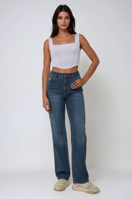 Eckiger Ausschnitt Enges Crop-Top
