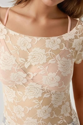 Florales Spitzen-Crop-Top Pika-Kollektion