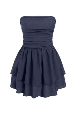 Trägerloses strukturiertes Rüschenshortkleid