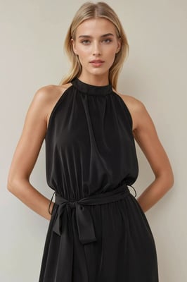 Weit geschnittener Jumpsuit mit Halterneck