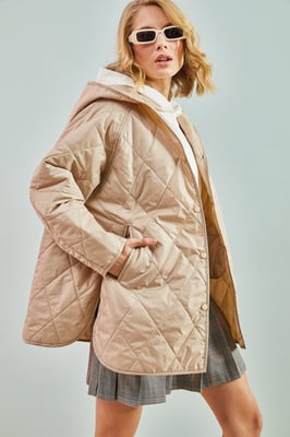 Kapuzenshirt Oversized gesteppte Jacke