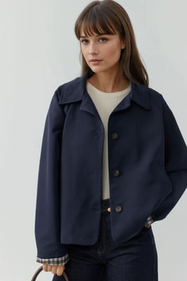 Karo-Futterjacke mit Knopfverschluss