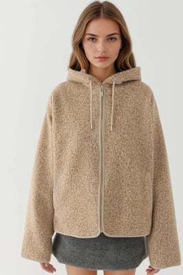 Strukturierte Full Zip Komfort Fit Kapuzenjacke