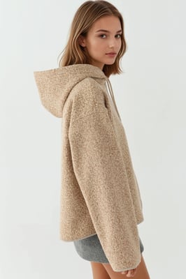 Strukturierte Full Zip Komfort Fit Kapuzenjacke