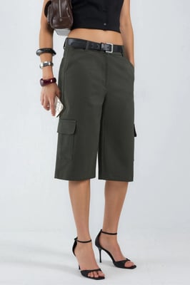 Tiefe Taille Cargo Shorts (Ohne Gürtel)
