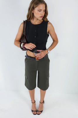 Tiefe Taille Cargo Shorts (Ohne Gürtel)