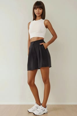 Hochtaillierte Falten-Lyocell-Shorts mit weichem Touch