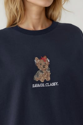 Bestickter Rundhalsausschnitt Sweatshirt