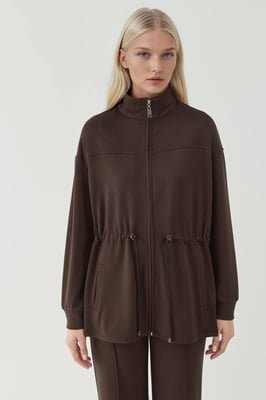Modal Touch Langjacke mit verstellbarem Bund