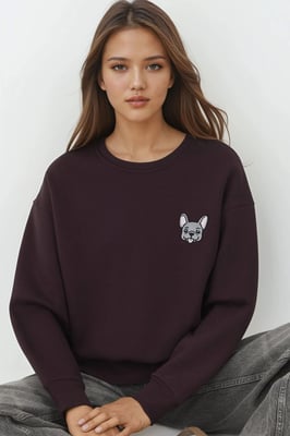 Komfort Sweatshirt mit Tiermotiv, bestickt, mit erhöhtem Rundhalsausschnitt