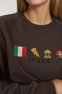 Bestickter Rundhalsausschnitt Sweatshirt aus Baumwolle mit erhöhte Oberfläche
