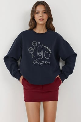 Bedrucktes Rundhals-Sweatshirt