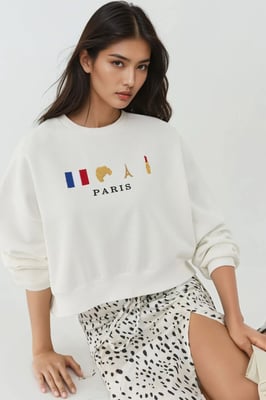 Bestickter Rundhals-Sweatshirt aus Baumwolle
