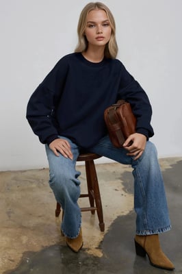 Übergrößiges Rundhals-Basic-Sweatshirt