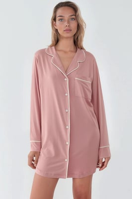 Extra weiches Touch entspanntes Mini-Lounge-Kleid mit Hemdkragen