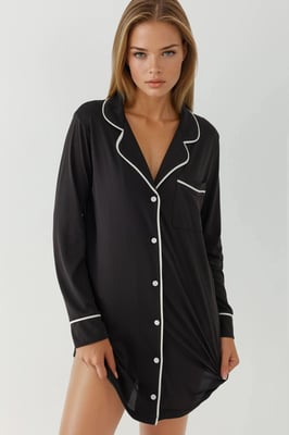Extraweiches Touch Entspanntes Mini-Lounge-Kleid mit Hemdkragen