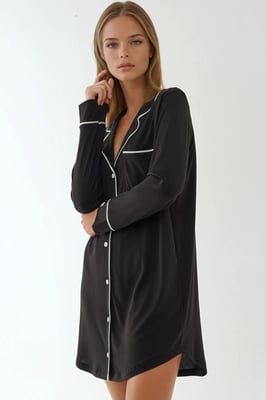 Extraweiches Touch Entspanntes Mini-Lounge-Kleid mit Hemdkragen