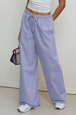 Elastischer Taillenbund gestreifte Baumwoll-Lounge-Hosen