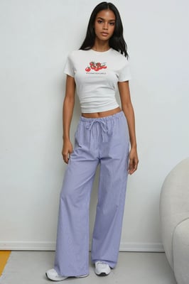 Elastischer Taillenbund gestreifte Baumwoll-Lounge-Hosen