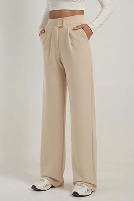 Hochtaillierte elastische Crepe Palazzo-Hose