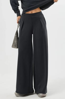 Elastische Taillenfalten Palazzo-Hosen