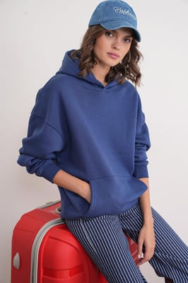 Oversized Kapuzenpullover mit Tasche