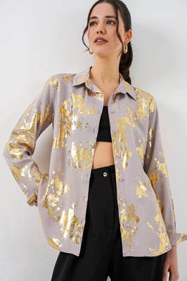 Übergroßes gestreiftes Button-Up Hemd