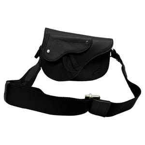Dior Saddle Messenger Pouch aus schwarzem genarbtem Kalbsleder