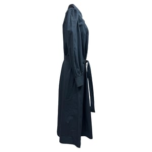 Tory Burch Artist Langarm-Midi-Hemdkleid aus marineblauer Baumwolle