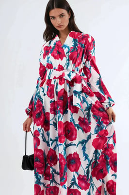 Blumen Druck Maxikleid mit Bindeband