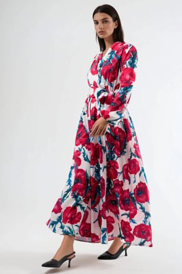 Blumen Druck Maxikleid mit Bindeband