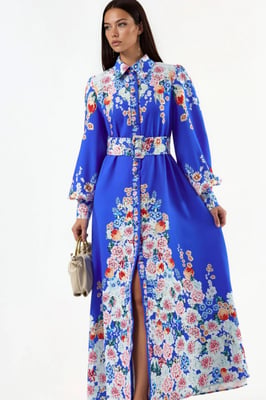 Floral Maxikleid mit Knopfverschluss