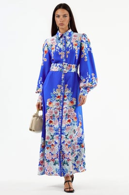 Floral Maxikleid mit Knopfverschluss