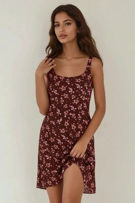 U-Kragen Bedrucktes Figur-Hugging Mini Kleid