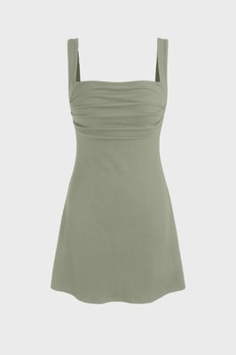 Gerüschtes Mini-Kleid mit quadratischem Ausschnitt