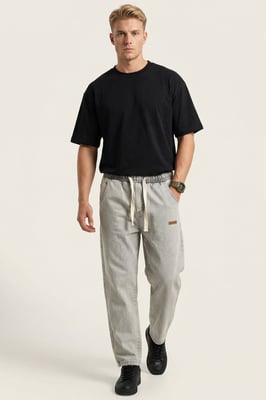 Elastische Denim-Hose mit Gummizug