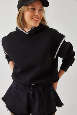 Kapuzensweatshirt mit Spitzendetails und lockerer Passform