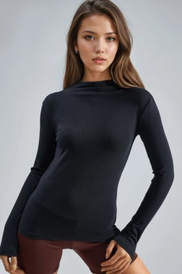 Slim Fit Halbturtleneck-Bluse