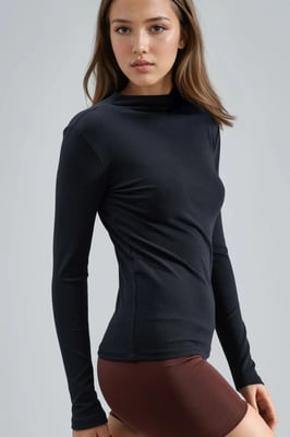 Slim Fit Halbturtleneck-Bluse