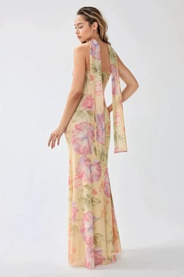 Trägerloses Blüten-Midi-Kleid